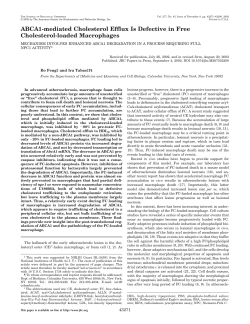 ABCA1-mediated Cholesterol Efflux Is Defective in Free