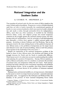 National Integration and the Southern Sudan