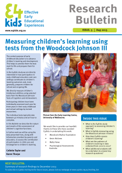 E4Kids Research Bulletin Issue 5 - August 2013