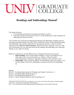 Headings and Subheadings Manual