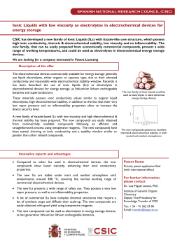Ionic Liquids with low viscosity as electrolytes in - ICTP-CSIC
