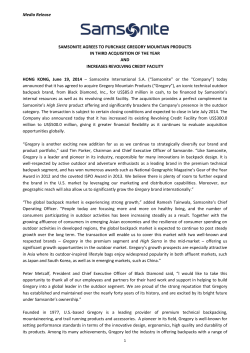 Media Release SAMSONITE AGREES TO PURCHASE GREGORY