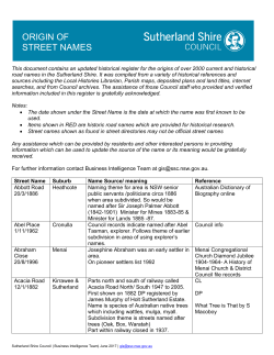 STREET NAMES ORIGIN OF - Sutherland Shire Council