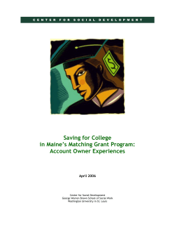 Saving for College in Maine`s Matching Grant Program