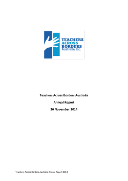 Teachers Across Borders Australia Annual Report 26 November 2014