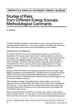 Studies of Risks from Different Energy Sources