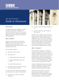 Guide to Disclosure - Bates Wells Braithwaite