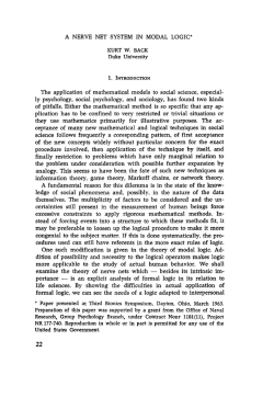 A NERVE NET SYSTEM IN MODAL LOGIC* KURT W. BACK