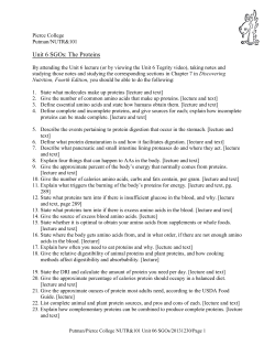 Unit 6 SGOs: The Proteins