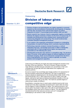 Outsourcing: Division of labour gives competitive edge