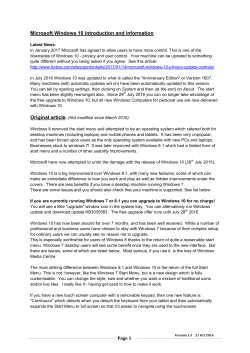 Microsoft Windows 10 introduction and information