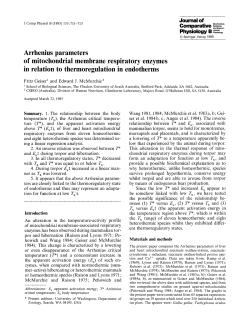 Arrhenius parameters of mitochondrial membrane respiratory