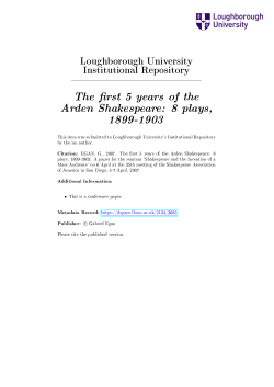 The rst 5 years of the Arden Shakespeare: 8 plays, 1899-1903