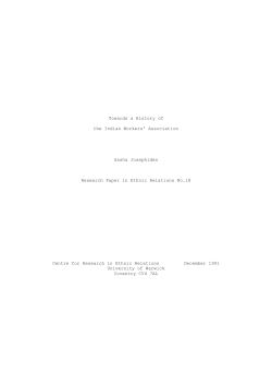 Towards a History of the Indian Workers` Association Sasha