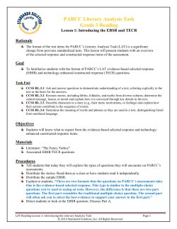 PARCC Literary Analysis Task Grade 3 Reading