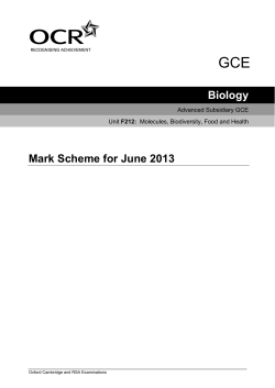Mark scheme - Unit F212 - Molecules, biodiversity, food and