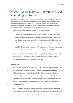Private Finance Initiative &ndash; its rationale and