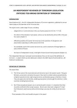 press release - Independent Reviewer of Terrorism Legislation