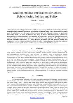 Medical Futility: Implications for Ethics, Public Health, Politics, and