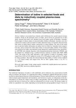 Determination of iodine in selected foods and diets by