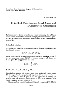 Finite Rank Projections on Banach Spaces and a Conjecture of