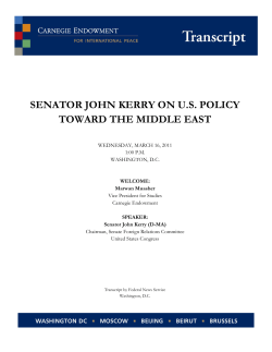 SENATOR JOHN KERRY ON U.S. POLICY TOWARD THE MIDDLE