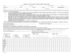 CARROLL COUNTY PUBLIC SCHOOLS MEDICATION FORM