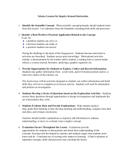 Science Lessons for Inquiry-focused Instruction 1. Identify the