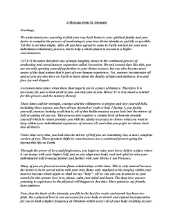 A Message from St. Germain Greetings, We