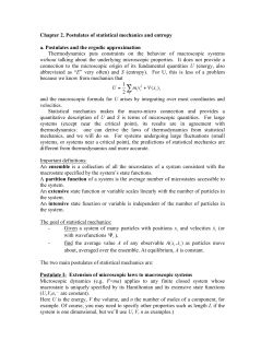 Chapter 2. Postulates of statistical mechanics and entropy a