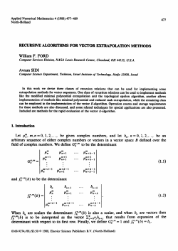 Recursive algorithms for vector extrapolation methods