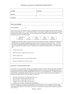 Reading Assessment for Independent Reading Books* NAME