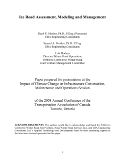 Ice Road Assessment, Modeling and Management