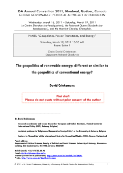 The geopolitics of renewable energy