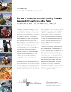 The Role of the Private Sector in Expanding Economic Opportunity
