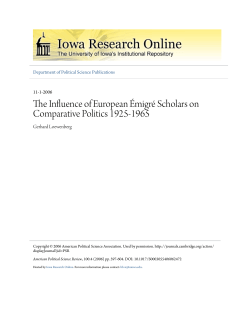 The Influence of European &Eacute;migr&eacute; Scholars on Comparative Politics