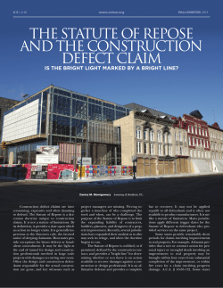 The Statute of Repose and the Construction Defect Claim