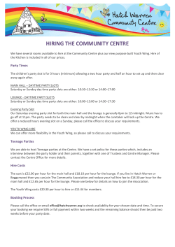 HIRING THE COMMUNITY CENTRE - Hatch Warren Community