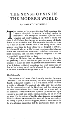 The Sense of Sin in the Modern World