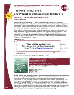 Teaching Rates, Ratios, and Proportional Reasoning in Grades 6&ndash;8