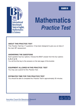 Maths Level 8 - IBT | ACER - Australian Council for Educational