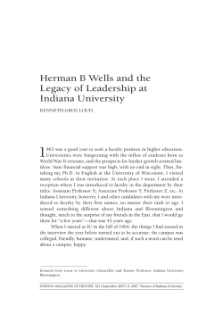 H.B. Wells and Leadership at IU - Indiana University Bloomington