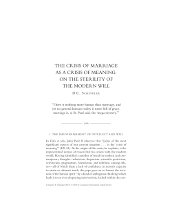 THE CRISIS OF MARRIAGE AS A CRISIS OF MEANING: ON THE