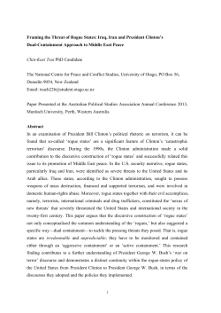 Framing the Threat of Rogue States: Iraq, Iran and President