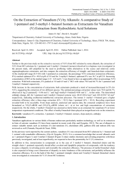 (V) by Alkanols: A comparative Study of 1-pentanol and 3-methyl