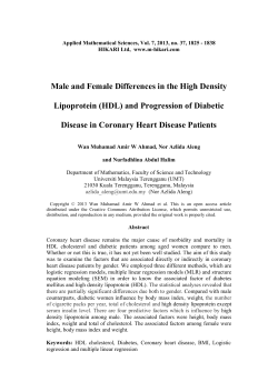 Male and Female Differences in the High Density Lipoprotein (HDL