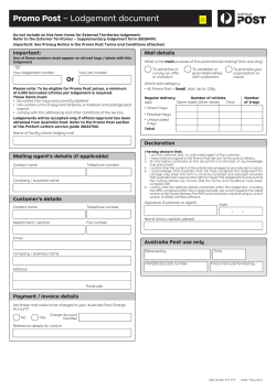 Promo Post lodgement document