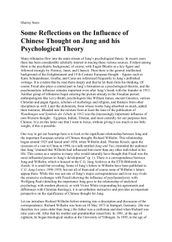 Some Reflections on the Influence of Chinese Thought on Jung and