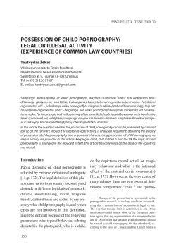 POSSESSION Of CHILD PORNOGRAPHY: LEGAL OR ILLEGAL