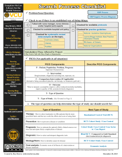 Problem/Issue/Question: PICO (Not applicable in all situations) The